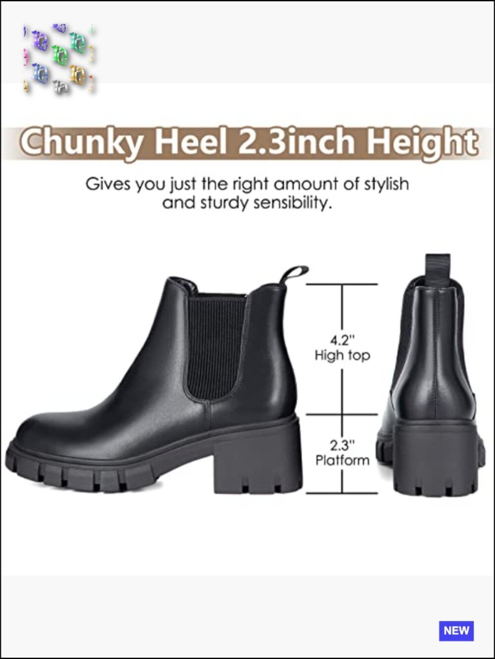 Chunky Chelsea Boots Lug Sole Slip On Elastic Ankle Booties Y2K - Picture 3 of 7